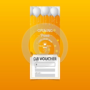 Discount gift vouchers template design for beer party. Special offer or certificate coupons.