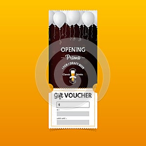 Discount gift vouchers template design for beer party. Special offer or certificate coupons.