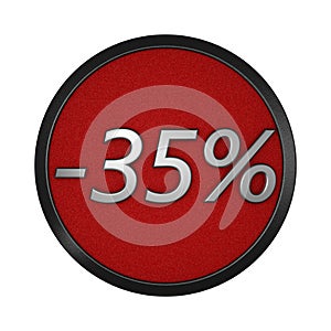 Discount icon `-35%`. Isolated graphic illustration. 3D rendering