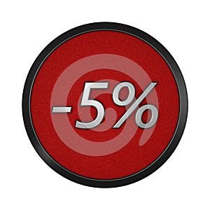 Discount icon `-5%`. Isolated graphic illustration. 3D rendering