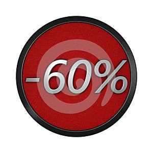 Discount icon `-60%`. Isolated graphic illustration. 3D rendering