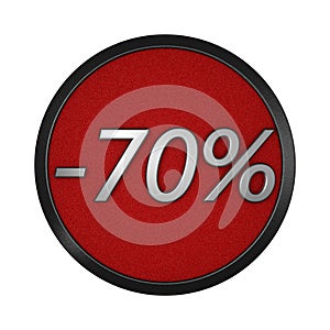 Discount icon `-70%`. Isolated graphic illustration. 3D rendering