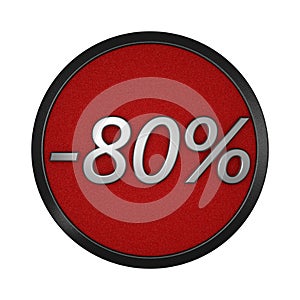 Discount icon `-80%`. Isolated graphic illustration. 3D rendering