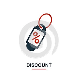 Discount icon in two colors. Creative black and red design from e-commerce icons collection. Pixel perfect simple discount icon