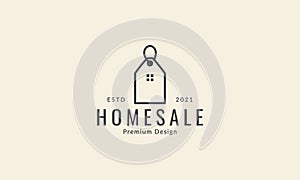 discount label sale with home or house line logo symbol icon vector graphic design illustration