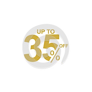Discount Label up to 35% off Vector Template Design Illustration