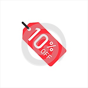 Discount minus 10 percent Banner ribbon red icon isolated on white background. Vector illustration