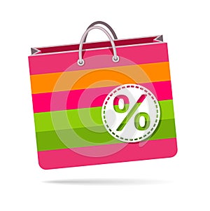 Discount, paper bag for shopping