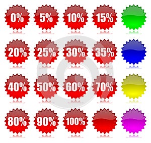 Discount percentage icons set