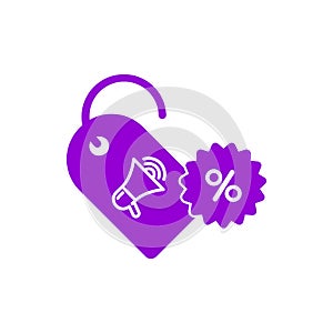 Discount, price, sales discount, shopping, business product discount dark violet color icon