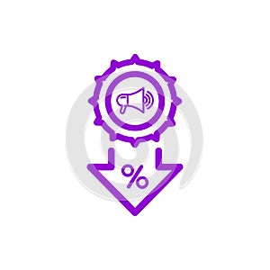 Discount, price, sales discount, shopping, business product discount dark violet color icon