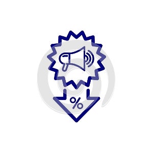 Discount, price, sales discount, shopping, business product discount navy blue color icon