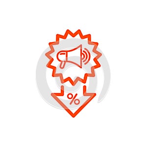 Discount, price, sales discount, shopping, business product discount orange color icon