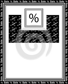 Discount and sale, background with percent symbol, exclusive card for total big sale, blank