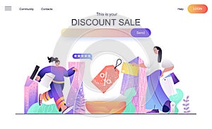 Discount sale web concept for landing page