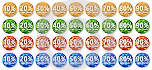 Discount stickers, buttons, badges, vector illustration