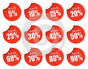 Discount Stickers - red