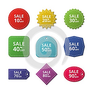 Discount stickers. Special price offer sale labels. Merchandise vector tags