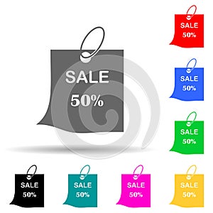 discount tag 50 multi color style icon. Simple glyph, flat vector of market icons for ui and ux, website or mobile application