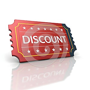 Discount ticket icon 3D render isolated on white background
