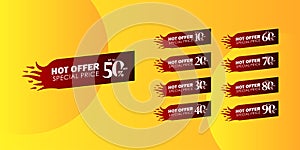 Discount up to 50% off Hot Offer Special Price Label Tag Vector Template Design Illustration