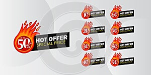 Discount up to 50% off Hot Offer Special Price Label Tag Vector Template Design Illustration