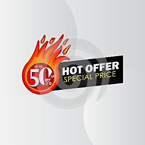 Discount up to 50% off Hot Offer Special Price Label Tag Vector Template Design Illustration