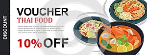 Discount voucher and banner template with thai food