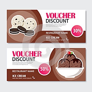 Discount voucher set of ice cream template design.
