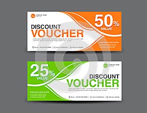 Discount Voucher template, coupon design, ticket, card design photo