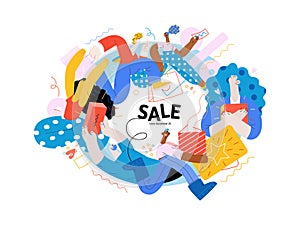 Discounts, sale, promotion. Flat vector modern illustration