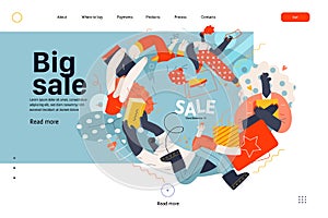 Discounts, sale, promotion, web template. Flat vector