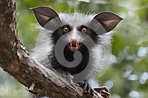 Discover the captivating beauty of an Aye-Aye as it gracefully navigates through the lush forest
