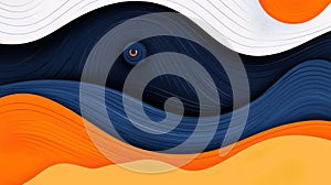 Discover a captivating blend of vector art and abstract landscapes, featuring bluelined waves against a rich dark orange backdrop photo