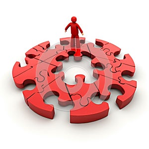 Discover the charm of this mini puzzle featuring tiny people figures, isolated on a white background, Ai Generated