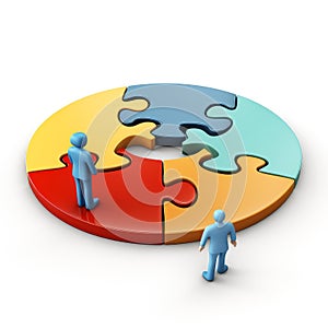 Discover the charm of this mini puzzle featuring tiny people figures, isolated on a white background, Ai Generated