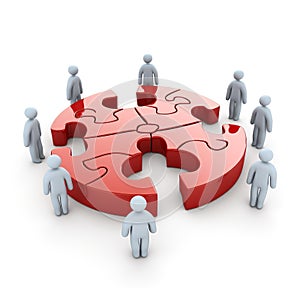 Discover the charm of this mini puzzle featuring tiny people figures, isolated on a white background, Ai Generated