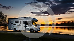 Discover freedom on wheels! Our cozy motorhome finds serenity under the night sky, ready to embark on new adventures
