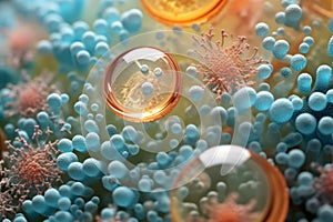 exploring the microscopic world of bacteria and virus cells, Generative AI