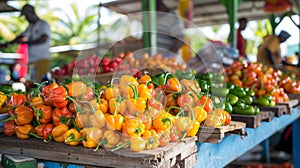 Discover the islands famous scotch bonnet peppers a staple in the local cuisine at one of the markets many stands