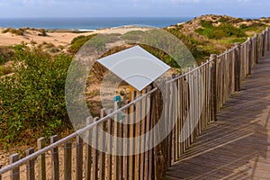 Coastal Path with Rope Fence at Beach Guincho, Cabo da Roca, Portugal