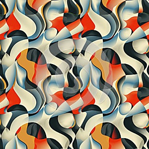 Modern Organic Checkered Pattern, Fluid Shapes, Stretch and Bend Design, Seamless Abstract Art for Clothing