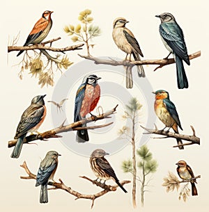 Discover Ornithology with Wild Animals Vector Collection