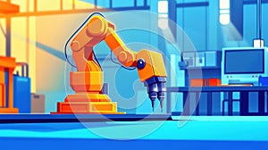 Discover a sleek assembly line driven by robots, showcasing advanced tech and a futureready workspace. Great for text