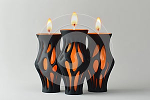 Modern Black Orange Halloween Candles Spooky Decor - Stylish Halloween-themed home decor contemporary design photo