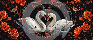 Discover A Symbol Of Love And Devotion With Love Swans Artistic Heart Shape Depicting All Four Seaso