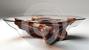 Discover a table with a unique woodlike surface that flows like liquid