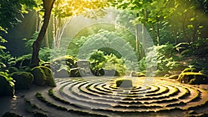 Discover the thrill and mystery of navigating a large circular stone maze hidden in the heart of the forest., Nature Spirituality
