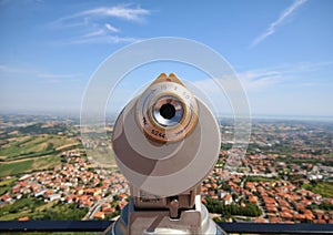 Discover tourism of tuscany. A view from the top from san marino towards italy. A wonderful perspective