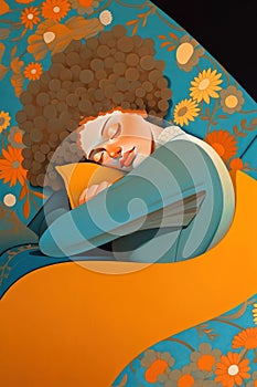 Discover tranquility with this artful image featuring a person in peaceful slumber photo